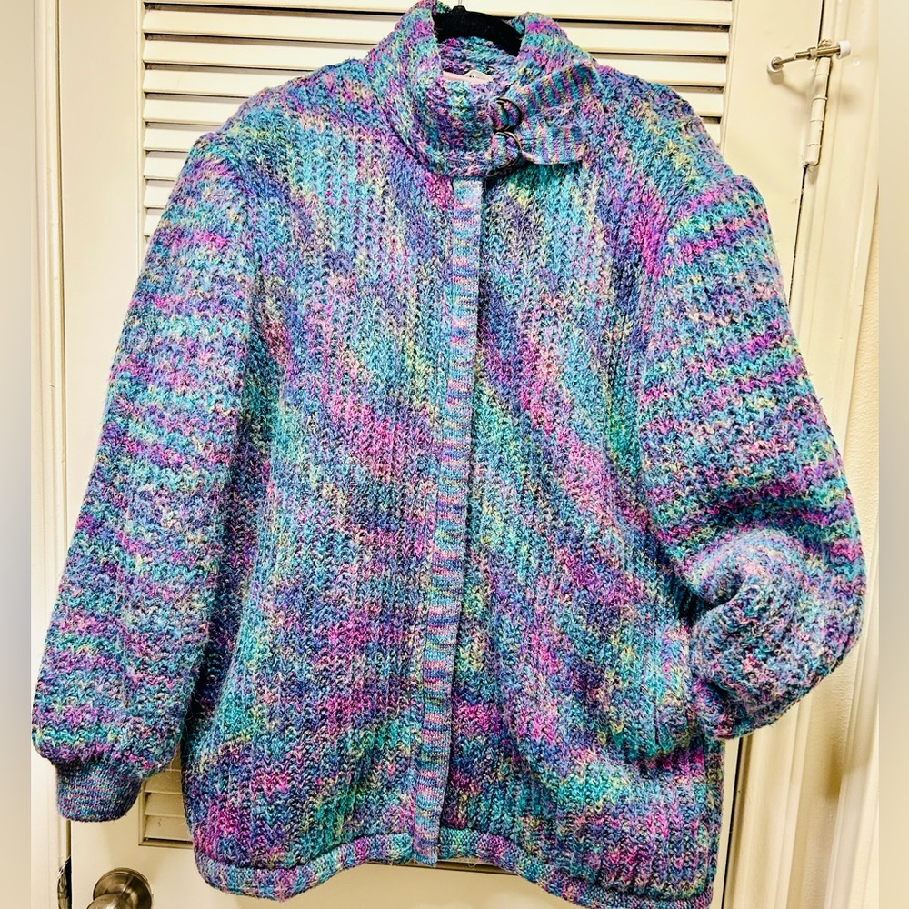 VTG Sweater coat Aurora International By Abbmoor womens LG Made in Taiwan ROC